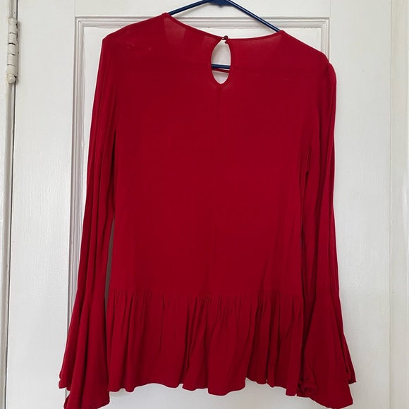 Red Mossimo Ruffled Keyhole Blouse Small - Picture 3 of 4